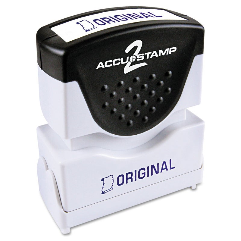AccuStamp ACCU-STAMP2 Message Stamp with Shutter, 1-Color, ORIGINAL, 1-5/8" x 1/2" Impression, Pre-Ink, Blue Ink (035572) - Image 1